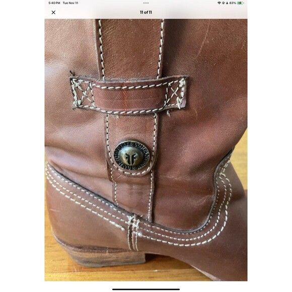 Frye Carson Shortie Boots Womens 7.5 B Brown Leather Western Pull Up Shoes 76460 - Picture 11 of 11